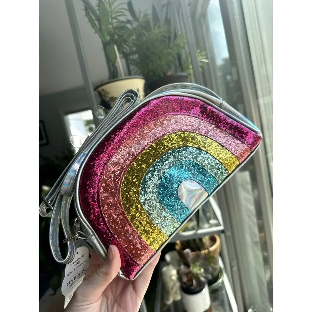 NWT Wonder Nation Girls' Glitter Rainbow Crossbody Bag Handbag Kawaii Purse